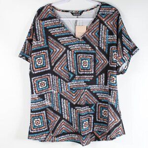 Bloomchic Geometric Print V-Neck Blouse - NWT - Size 18/20 or 2X
